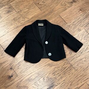 Vintage Koret of California Black Wool Cropped, Lined Blazer